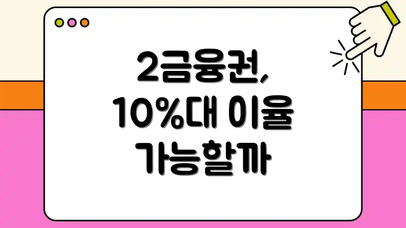 2금융권, 10%대 이율 가능할까